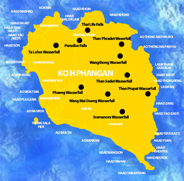 MAP: Waterfalls on Koh Phangan